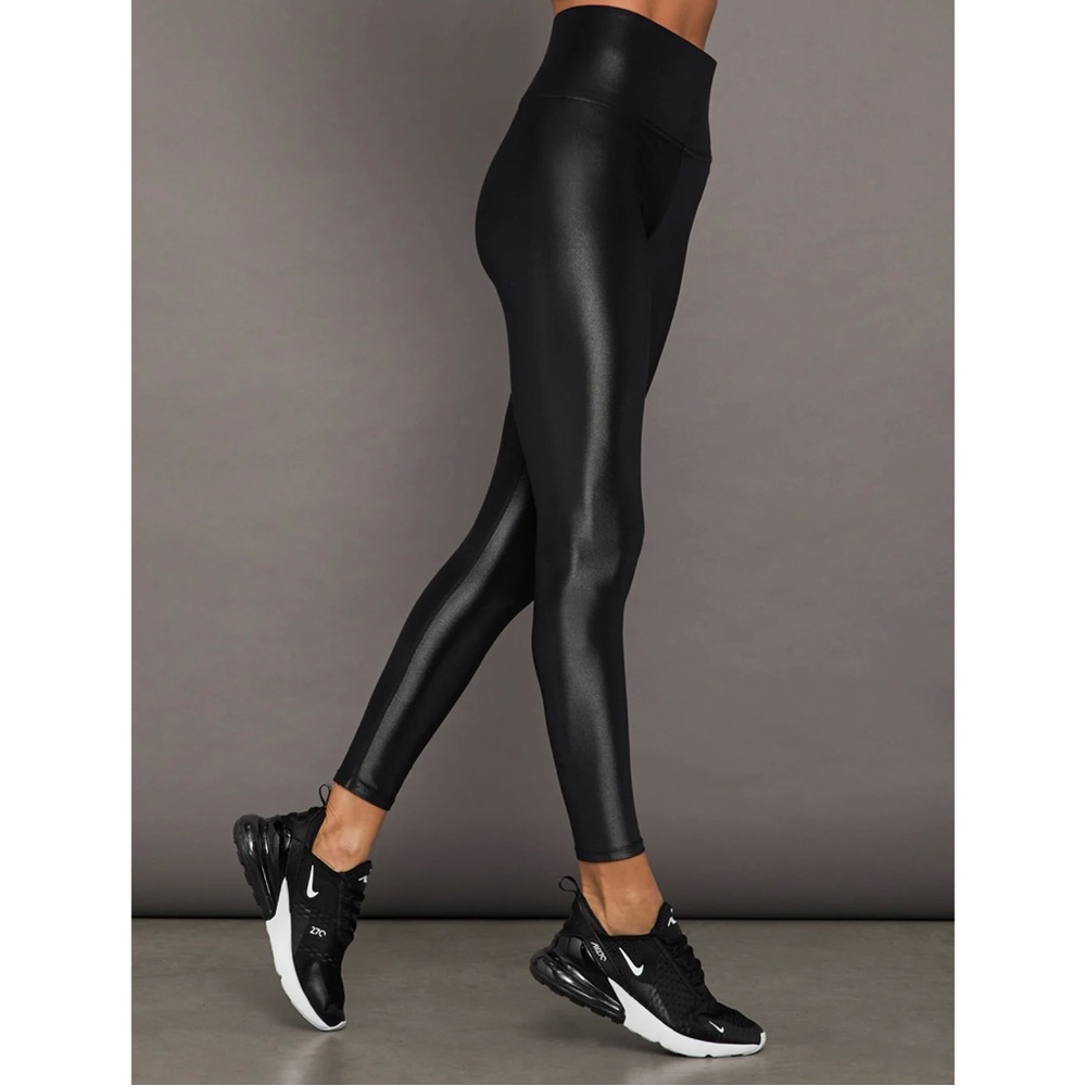 CARBON38 Takara Shine High Rise Full Length Glossy Black Leggings Size Large - Picture 3 of 15